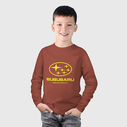 Детский лонгслив Subaru Bububaru желтая / Кирпичный – фото 3