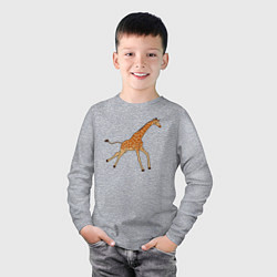 Лонгслив хлопковый детский Жираф бегущий, цвет: меланж — фото 2