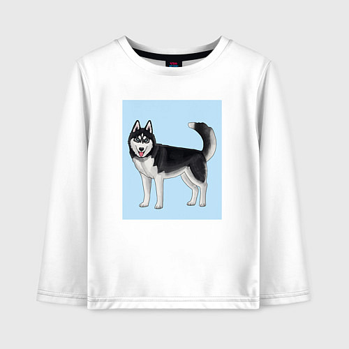 Детский лонгслив Сибирский хаски собака / Белый – фото 1