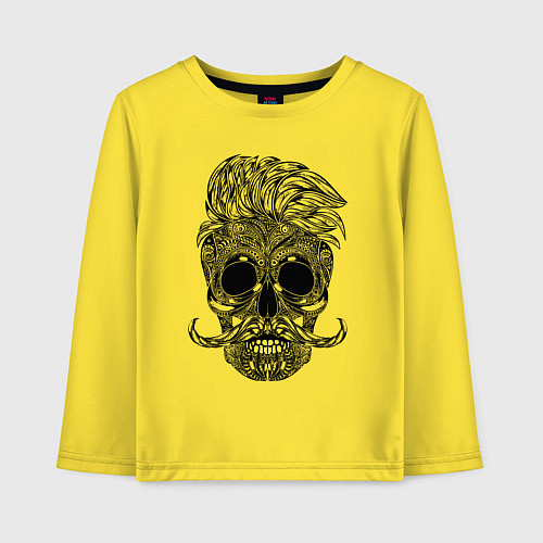 Детский лонгслив Skull hipster / Желтый – фото 1