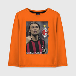 Лонгслив хлопковый детский Paolo Cesare Maldini - Milan, captain, цвет: оранжевый