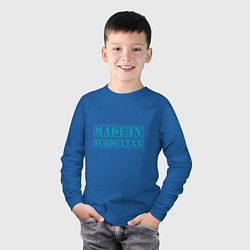 Лонгслив хлопковый детский Нур-Султан Казахстан, цвет: синий — фото 2