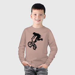 Лонгслив хлопковый детский ВЕЛОСПОРТ BMX Racing ВЕЛОСИПЕДИСТ, цвет: пыльно-розовый — фото 2
