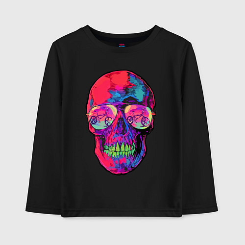 Детский лонгслив Skull & bicycle / Черный – фото 1