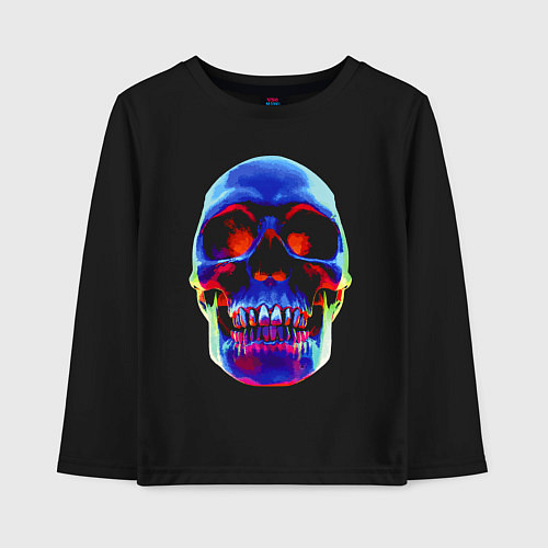 Детский лонгслив Cool neon skull / Черный – фото 1