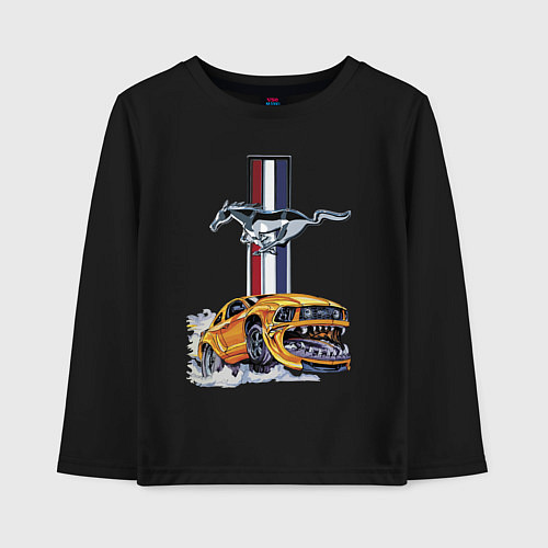 Детский лонгслив Мустанг раскрыл пасть! / Черный – фото 1