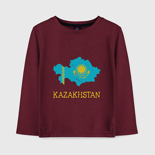 Детский лонгслив Map Kazakhstan / Меланж-бордовый – фото 1