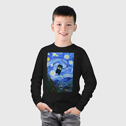 Лонгслив хлопковый детский Тардис в Звездной Ночи, цвет: черный — фото 2