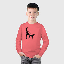 Лонгслив хлопковый детский Дама с собакой, цвет: коралловый — фото 2