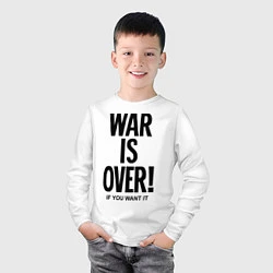 Лонгслив хлопковый детский War is over, цвет: белый — фото 2