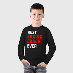 Лонгслив хлопковый детский Лучший боксерский тренер, цвет: черный — фото 2