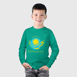 Лонгслив хлопковый детский Сделано в Казахстане, цвет: зеленый — фото 2