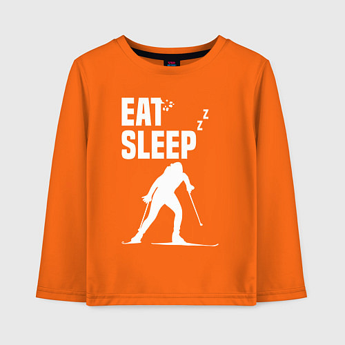 Детский лонгслив Ешь, Спи, Биатлон / Оранжевый – фото 1