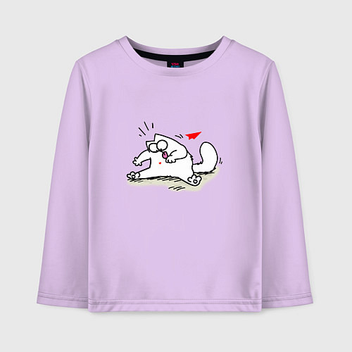 Детский лонгслив Кот Саймон Сердечко Love / Лаванда – фото 1