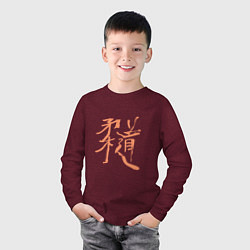 Лонгслив хлопковый детский Дзюдо Иероглиф, цвет: меланж-бордовый — фото 2