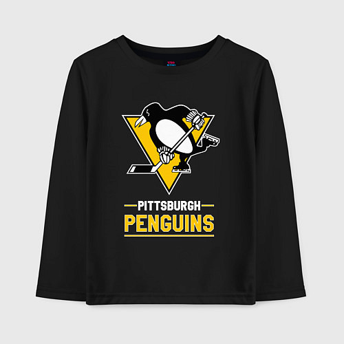 Детский лонгслив Питтсбург Пингвинз , Pittsburgh Penguins / Черный – фото 1