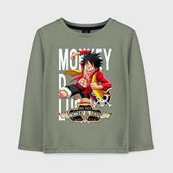 Лонгслив хлопковый детский One Piece Monkey Большой Куш Манки, цвет: авокадо