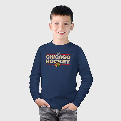 Детский лонгслив CHICAGO BLACKHAWKS NHL ЧИКАГО НХЛ / Тёмно-синий – фото 3