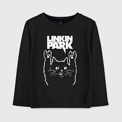 Лонгслив хлопковый детский Linkin Park, Линкин Парк, Рок кот, цвет: черный