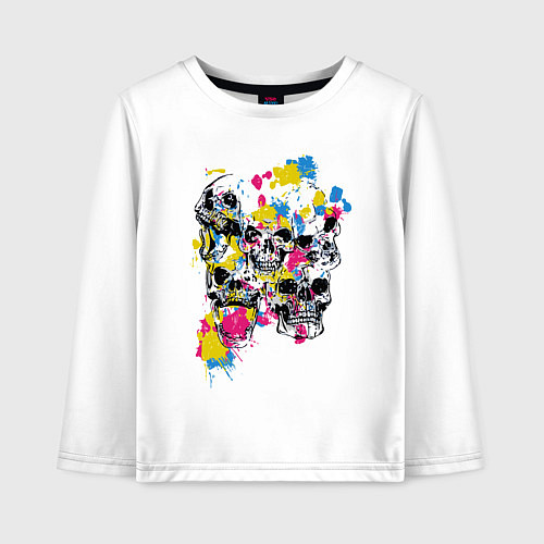 Детский лонгслив Color & Skulls / Белый – фото 1