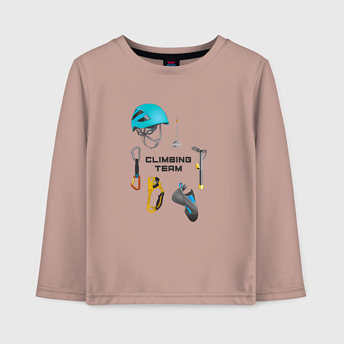 Детский лонгслив Снаряжение для альпинизма / Пыльно-розовый – фото 1
