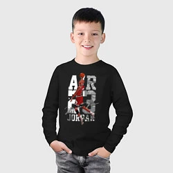 Лонгслив хлопковый детский Майкл Джордан, Chicago Bulls, Чикаго Буллз, цвет: черный — фото 2