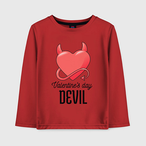 Детский лонгслив Valentines Day Devil / Красный – фото 1