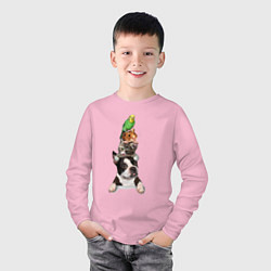 Лонгслив хлопковый детский Прикольная пирамида, цвет: светло-розовый — фото 2