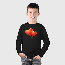 Лонгслив хлопковый детский Воздушные Сердца Любовные Шары, цвет: черный — фото 2