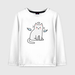 Лонгслив хлопковый детский КОТИК АНГЕЛ CAT ANGEL, цвет: белый