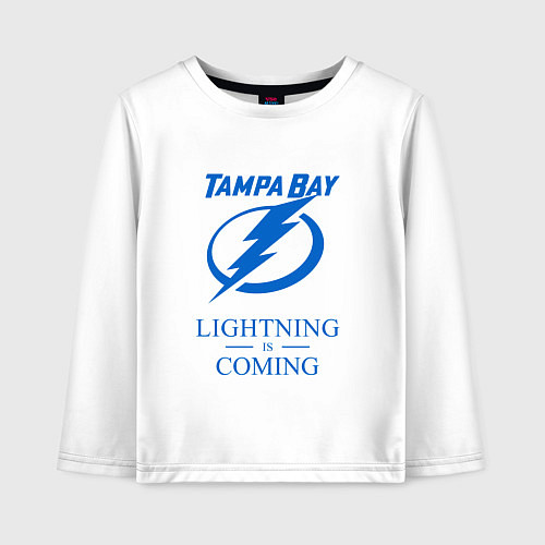 Детский лонгслив Tampa Bay Lightning is coming, Тампа Бэй Лайтнинг / Белый – фото 1