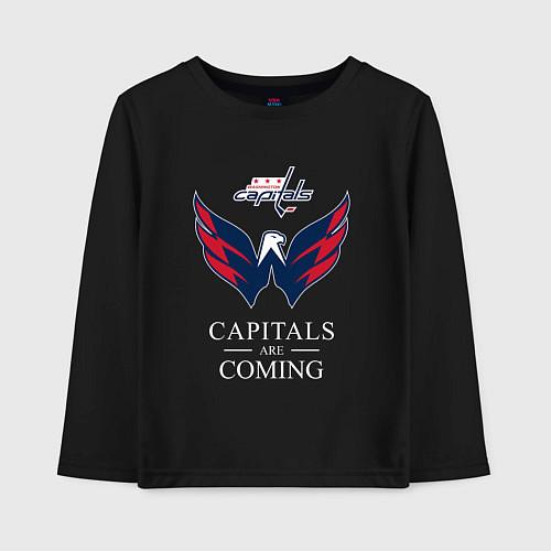 Детский лонгслив Washington Capitals are coming, Вашингтон Кэпиталз / Черный – фото 1
