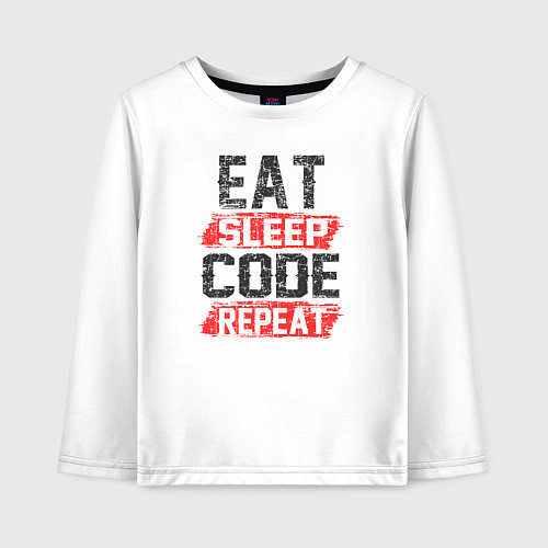 Детский лонгслив EAT SLEEP CODE REPEAT / Белый – фото 1