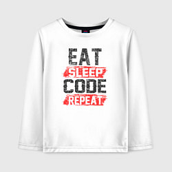 Лонгслив хлопковый детский EAT SLEEP CODE REPEAT, цвет: белый