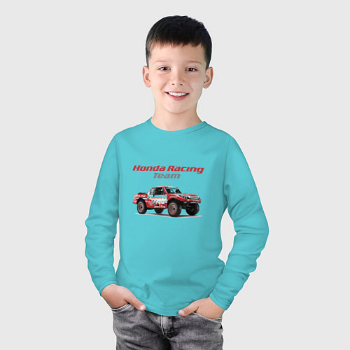 Детский лонгслив Honda racing team / Бирюзовый – фото 3