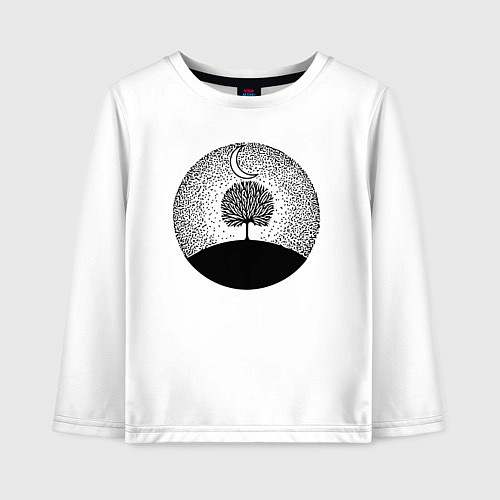 Детский лонгслив Луна и дерево / Белый – фото 1