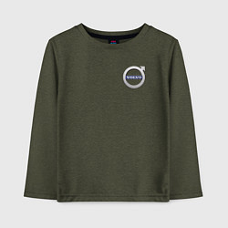 Лонгслив хлопковый детский Классические логотипы Volvo спина грудь, белый, цвет: меланж-хаки