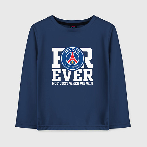 Детский лонгслив PSG FOREVER NOT JUST WHEN WE WIN ПСЖ / Тёмно-синий – фото 1