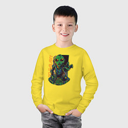 Лонгслив хлопковый детский Инопланетянин DJ, цвет: желтый — фото 2