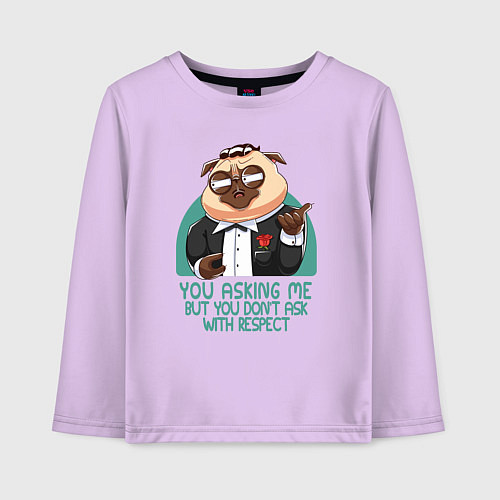 Детский лонгслив Мопс в костюме / Лаванда – фото 1