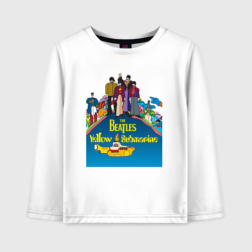 Детский лонгслив The Beatles on a Yellow Submarine / Белый – фото 1