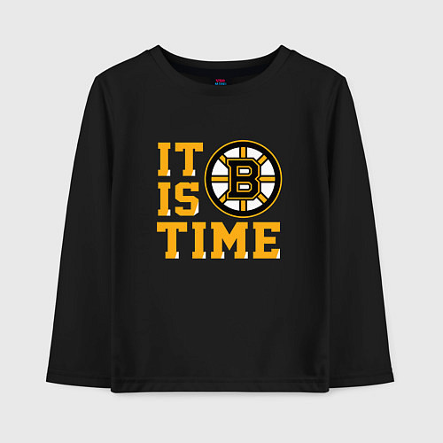 Детский лонгслив It Is Boston Bruins Time, Бостон Брюинз / Черный – фото 1