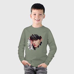 Лонгслив хлопковый детский Agust D SUGA BTS, цвет: авокадо — фото 2