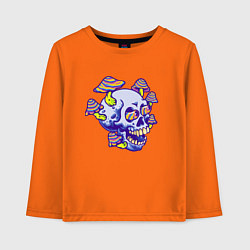 Лонгслив хлопковый детский Mushrooms & Skull, цвет: оранжевый