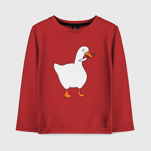 Детский лонгслив ГУСЬ С НОЖОМ МЕМ / Красный – фото 1