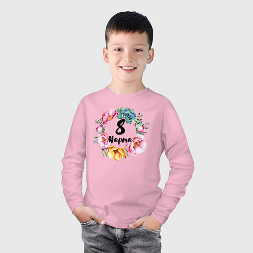 Детский лонгслив Венок цветов / Светло-розовый – фото 3