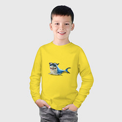 Лонгслив хлопковый детский Акула - в очках, цвет: желтый — фото 2