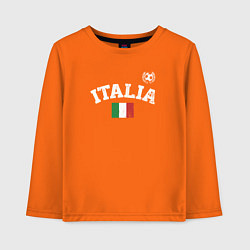 Лонгслив хлопковый детский Футбол Италия, цвет: оранжевый