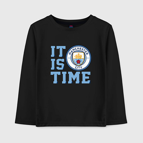 Детский лонгслив It is Manchester City Time / Черный – фото 1