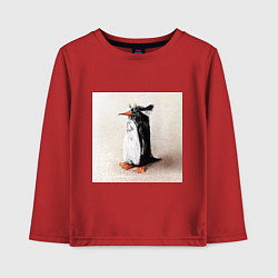 Лонгслив хлопковый детский Птица Пингвин, цвет: красный